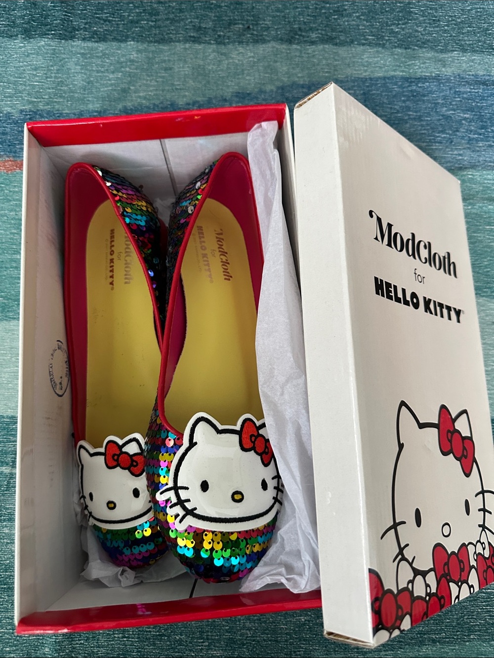 ModCloth Hello Kitty Sequin Flats in Red and Multi